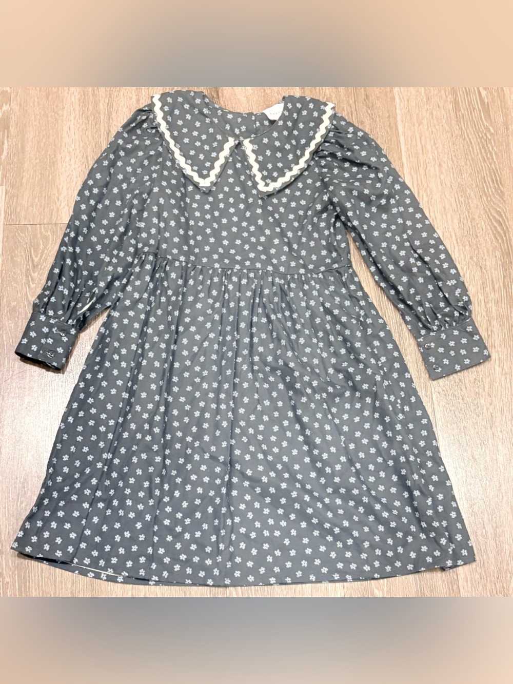 Mipounet Girls' Floral Blue Lucie Printed Dress Peter Pan Collar Dress Size 8